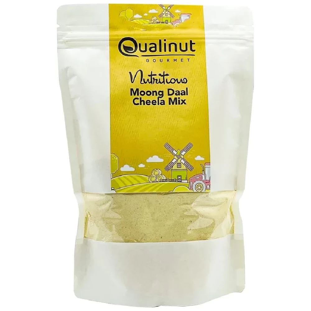 Qualinut Gourmet Nutritious Moong Daal Cheela Mix - Protein Rich, Low Calorie, Delicious Breakfast, 400g Pouch-1.webp